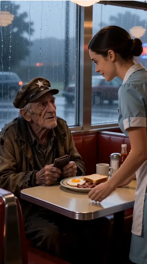 SHE SECRETLY FED A LONELY OLD MAN EVERY DAY — THEN TWO BLACK SUVS PULLED UP TO HER DINER AND CHANGED HER LIFE FOREVER 👇