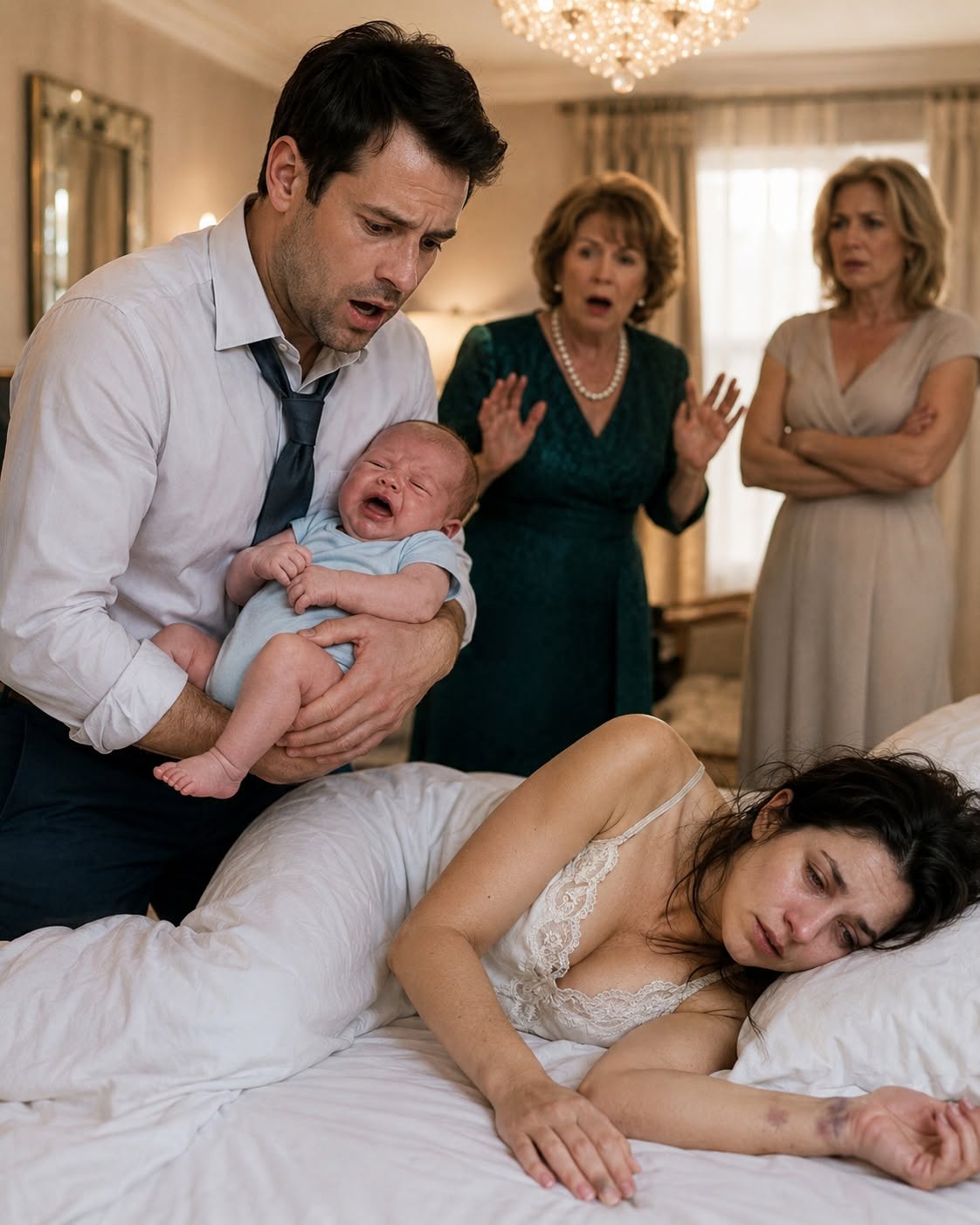 I came home from work and found my exhausted wife nearly unconscious beside our feverish baby. My mother just said, “She’s always exaggerating.” But at the hospital, a doctor noticed the marks on my wife’s wrists and told me to call the police