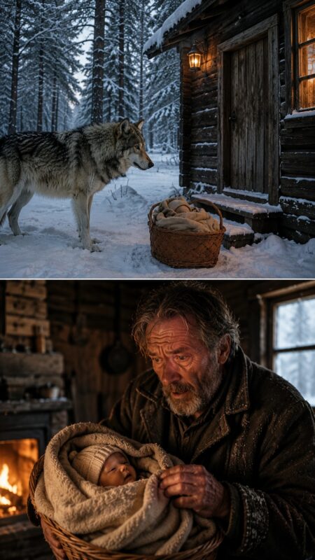 A wolf carried a strange basket from deep within the winter forest to a lonely cabin and didn't leave, as if waiting for something; but when the man opened the basket and saw what was inside, he turned pale with horror…