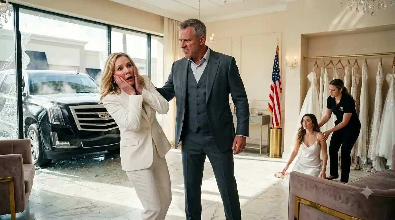 Arrogant Boutique Owner Brutally Assaults Bride-To-Be Before Billionaire Father Crashes Luxury SUV Through Store Front