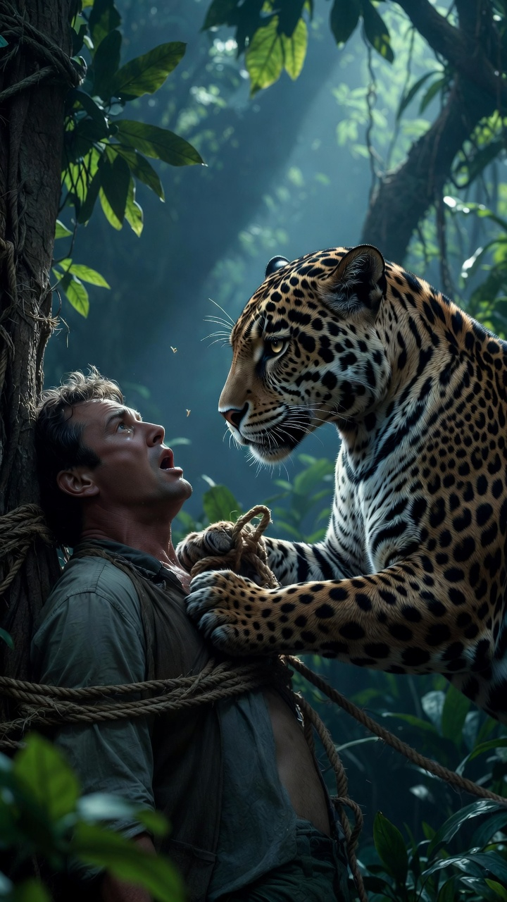 WHEN A JAGUAR FOUND A MAN BOUND TO A TREE.LAP