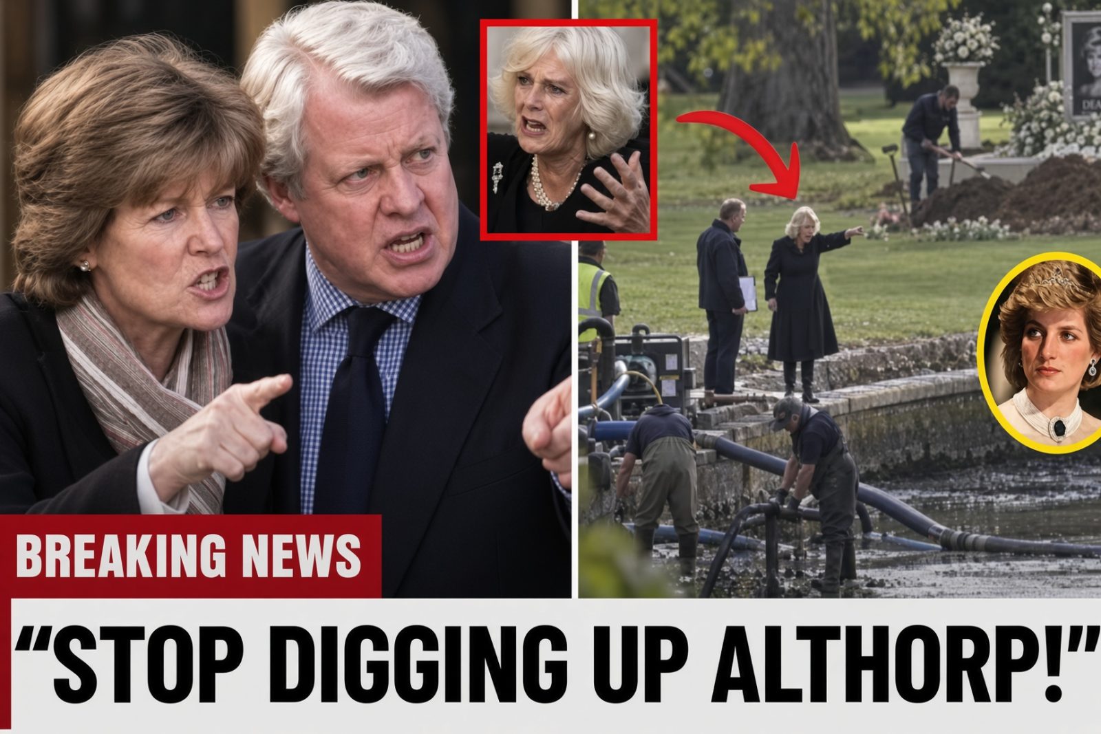 STOP DIGGING AROUND DIANA! Spencer CATCHES Camilla SECRETLY Searching Althorp Lake by Diana’s Grave // Queen Camilla was secretly seen searching around Althorp Lake near Princess Diana’s final resting place