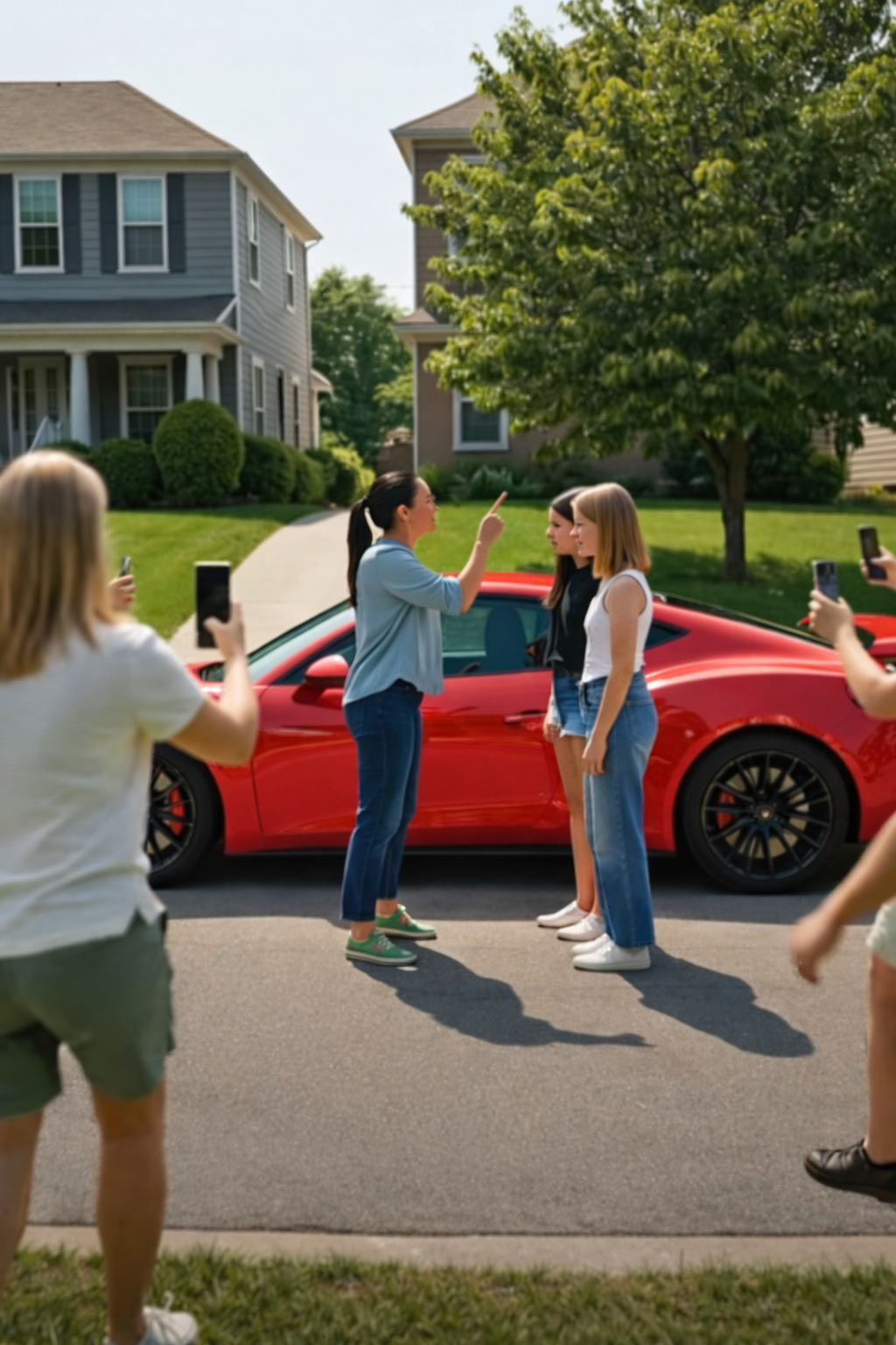 Part 1-2-3-4  A Woman Accused the Girls of Stealing the Red Supercar But the Key Changed Everything