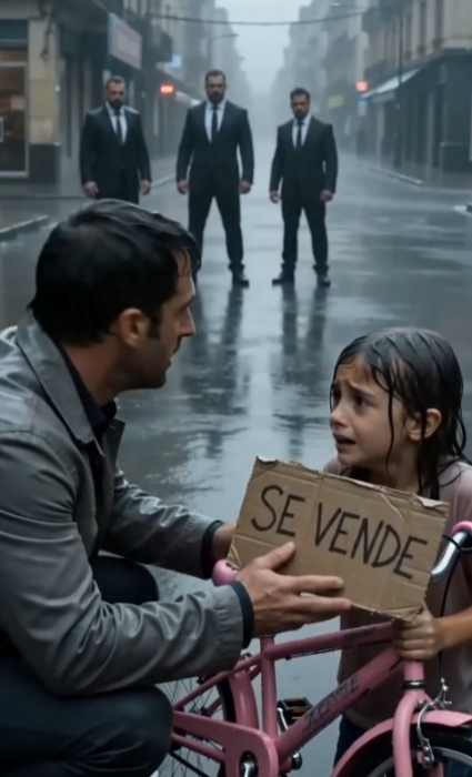 La niña vendía su bicicleta bajo la lluvia… hasta que él descubrió lo que escondía bajo el asiento