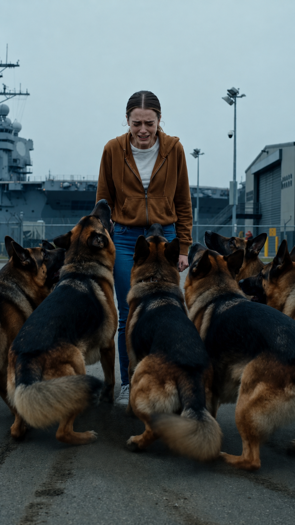 Un oficial naval ordenó a 15 perros atacar a una joven… pero ellos se volvieron para protegerla delante de toda la base