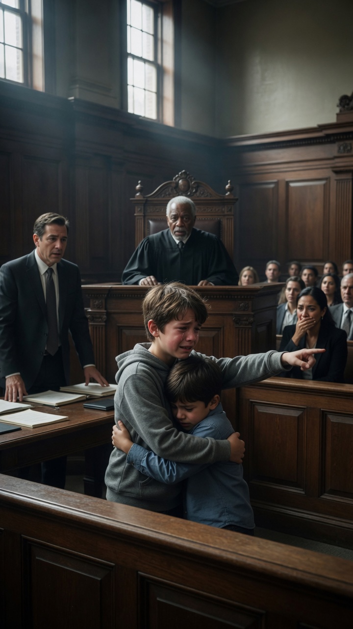 Full Story : The Courtroom Fell Silent When Two Brothers Cried… Then the Older Boy Pointed to Their Real Mother