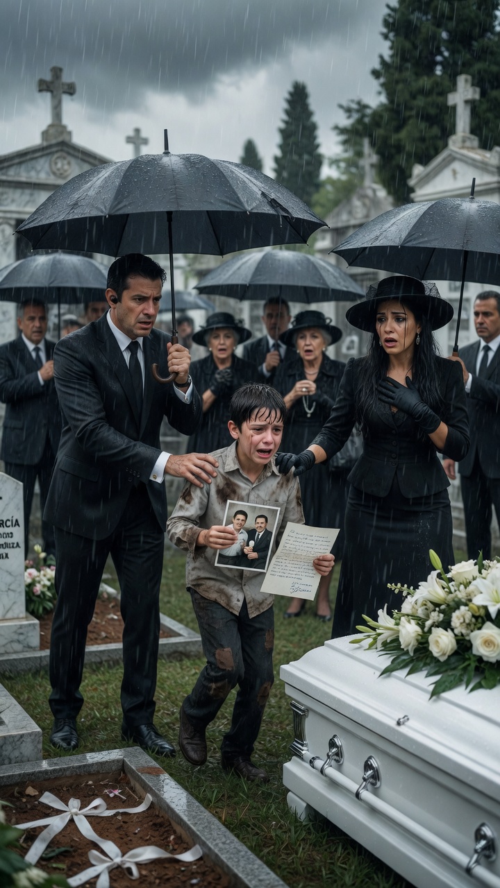 La Viuda Lloraba Junto al Ataúd… Hasta que un Niño Gritó “Era Mi Papá”