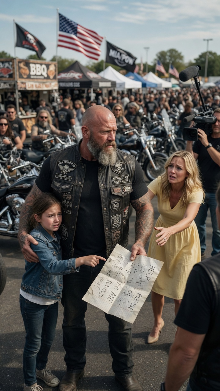 Full Story : **The Little Girl Slipped a Note to a Biker Then Her “Aunt” Stopped Smiling
