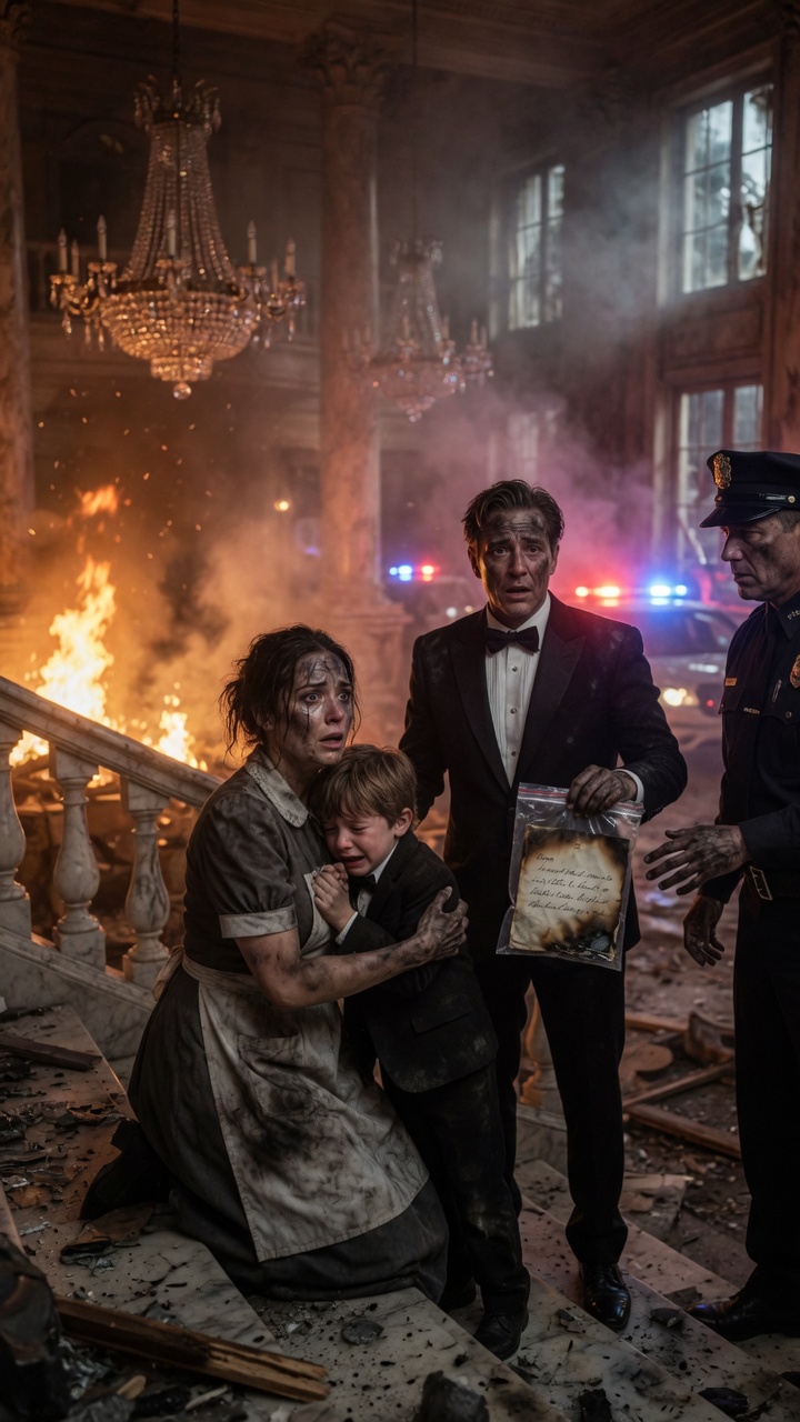The Maid Saved the Millionaire’s Son from the Fire  Then Police Found the Note That Exposed the Truth