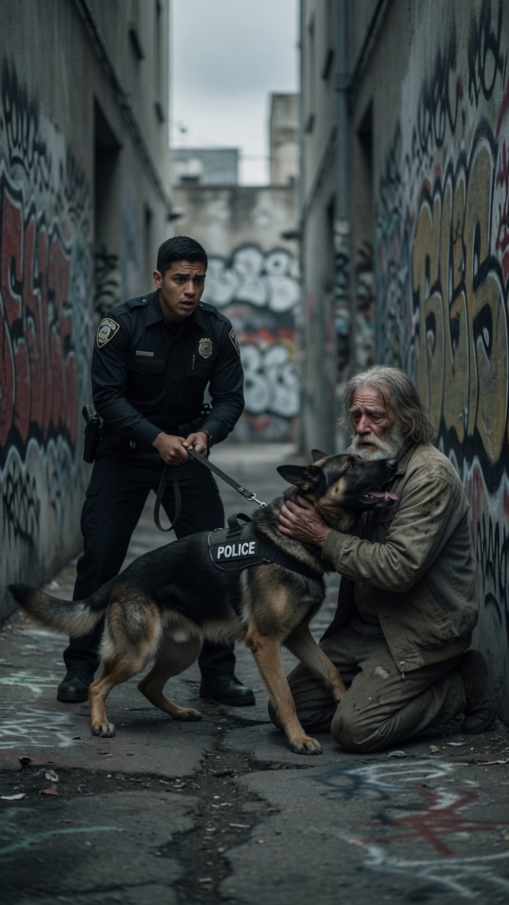 The Police Dog Barked at the Homeless Man… Then Ran Into His Arms