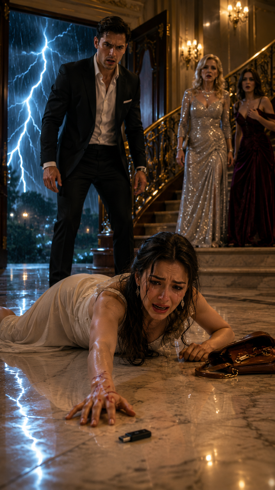 She Fell at the Mansion Door… Then the USB in Her Bag Exposed the Family’s Darkest Secret