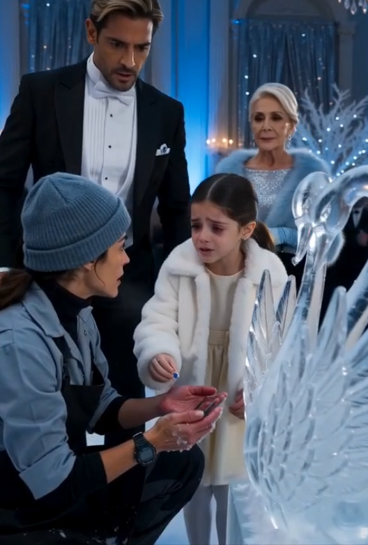 La Niña Reconoció la Joya de Su Madre… Congelada Dentro de una Escultura de Hielo