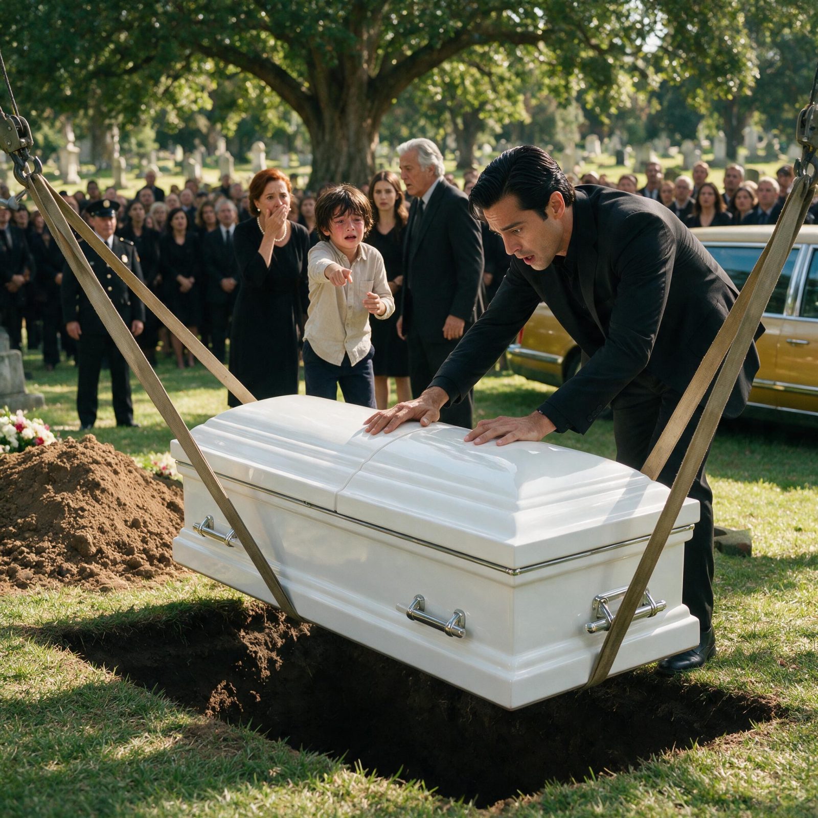 Historia completa :  MATEO INTERRUMPIÓ EL FUNERAL Y GRITÓ “¡NO LO ENTIERREN!”… PERO CUANDO RICARDO PUSO LAS MANOS SOBRE EL ATAÚD, DESCUBRIÓ QUE ALGO NO ENCAJABA