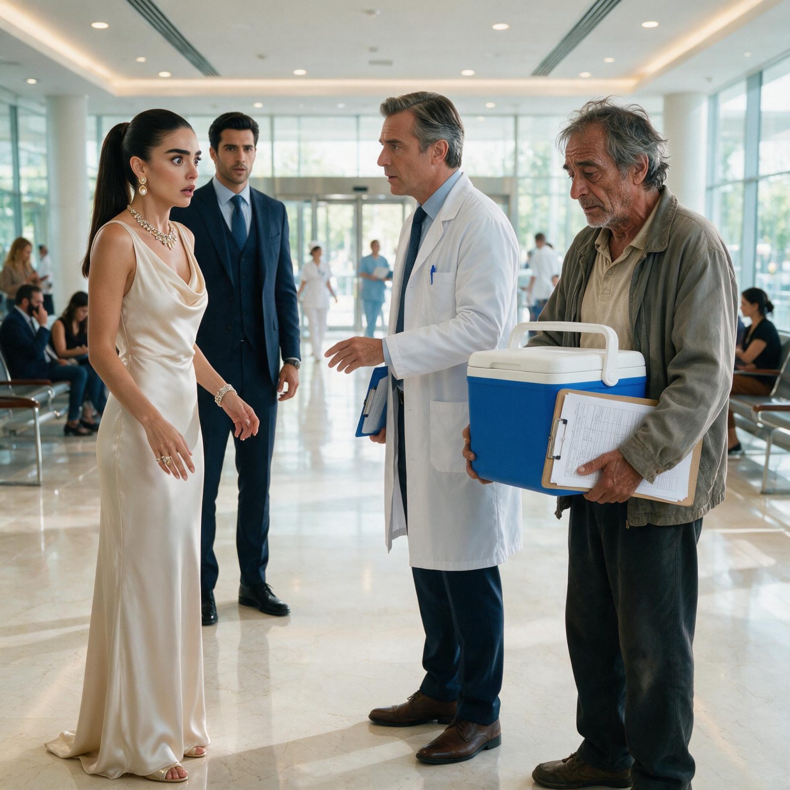 Historia completa :  VALERIA QUISO ECHAR AL HOMBRE POBRE DEL HOSPITAL… HASTA QUE EL MÉDICO MIRÓ LA NEVERA AZUL Y DIJO: “SI ÉL SE VA, PERDEMOS NUESTRA ÚLTIMA OPORTUNIDAD”