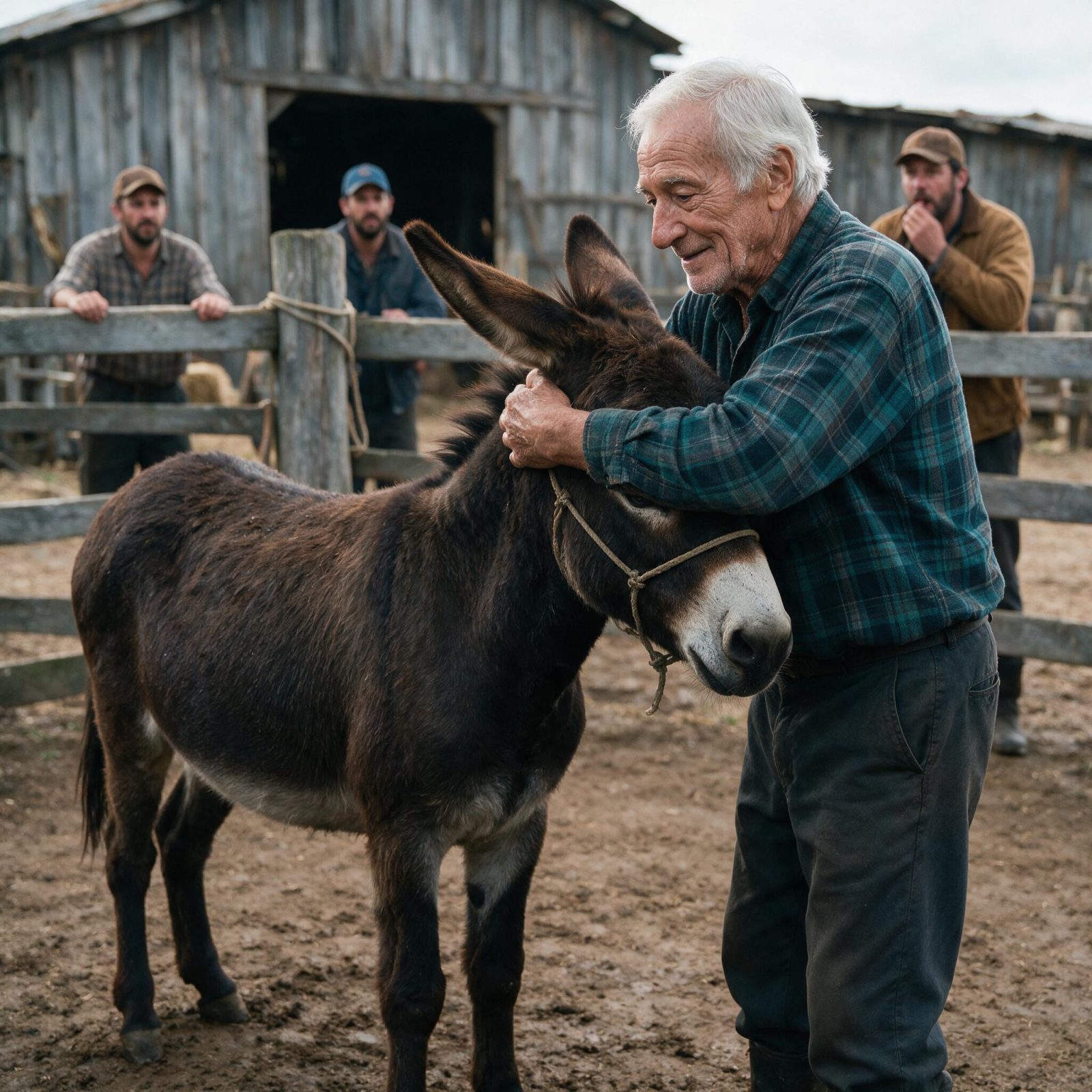 Historia completa :  TODOS LE GRITARON A DON CEFERINO QUE SE APARTARA DEL BURRO… HASTA QUE ÉL LO ABRAZÓ Y LOS TRES HOMBRES ENTENDIERON POR QUÉ EL ANIMAL SOLO SE CALMABA CON SU VOZ