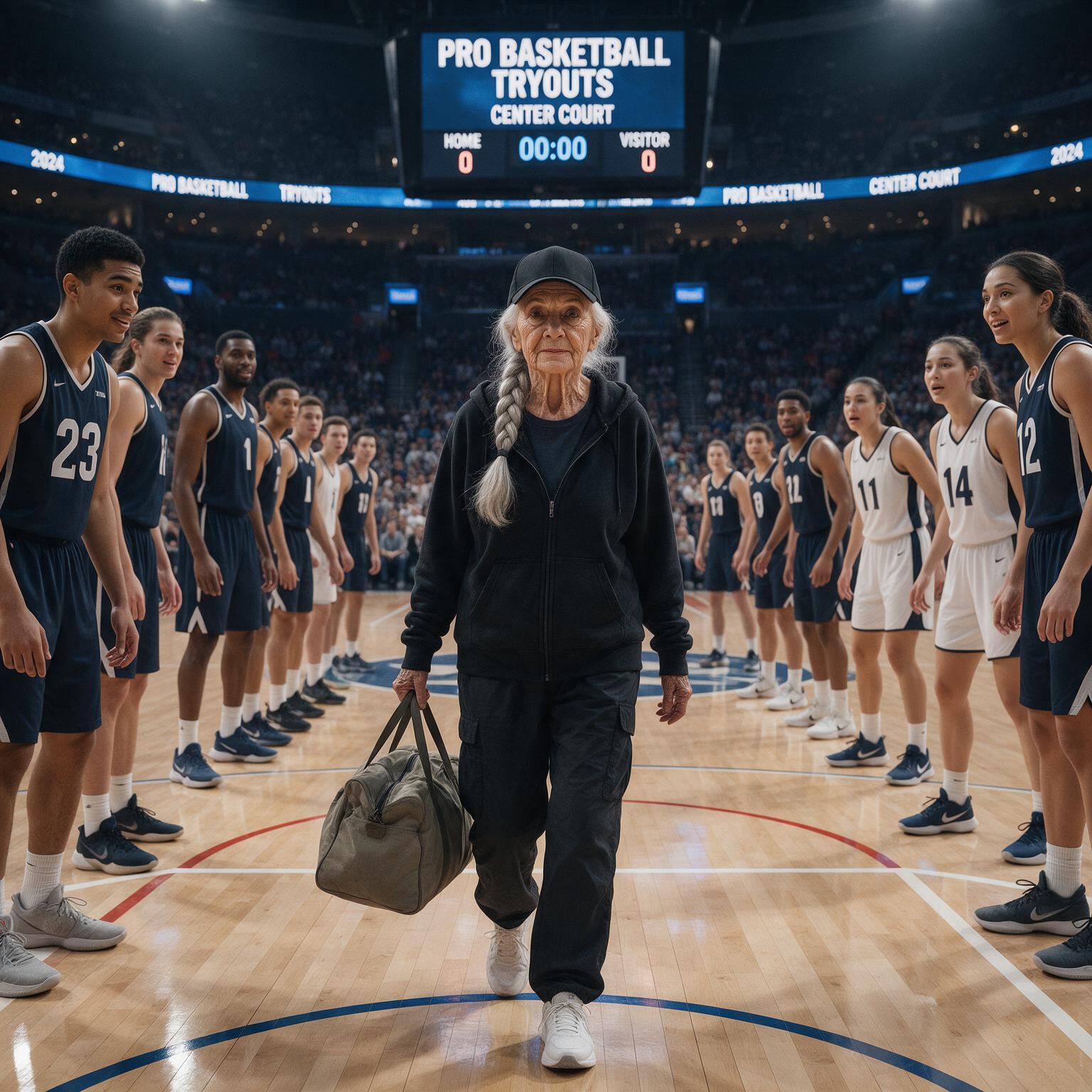 Historia completa :  Una mujer de 83 años apareció en una prueba de baloncesto profesional… y las risas desaparecieron cuando dijo por qué había venido