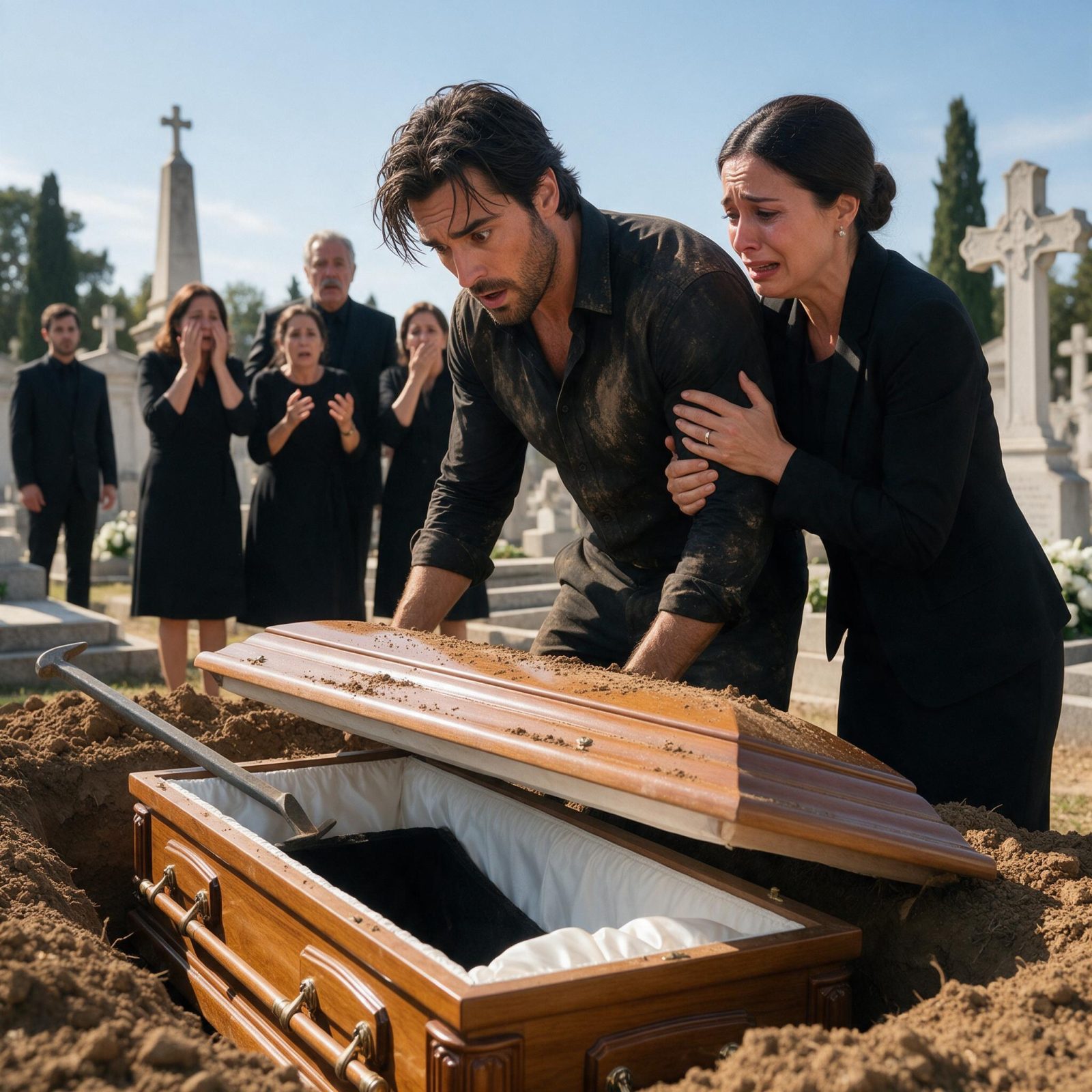 Historia completa :  Dante abrió el ataúd delante de todos… pero cuando vio que estaba vacío, una sola fotografía cambió por completo el funeral