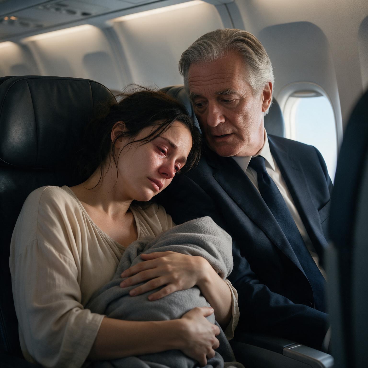 Historia completa :  La madre llevaba horas intentando calmar a su bebé en el avión… pero cuando apoyó la cabeza sobre el hombro del desconocido, él hizo algo que nadie esperaba
