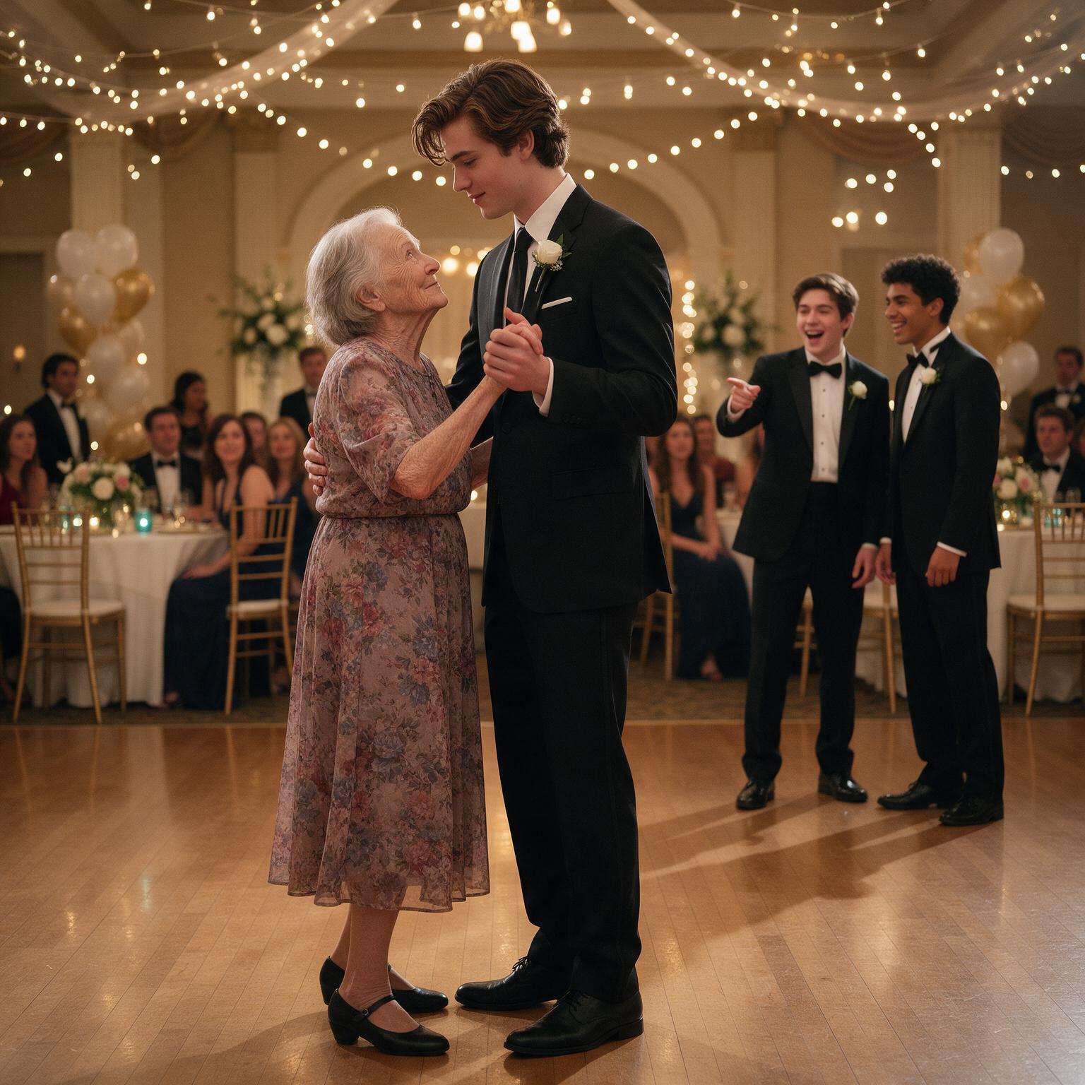 Historia completa :  «VINO AL BAILE CON SU ABUELA»… DOS COMPAÑEROS SE RIERON DE ÉL, PERO CUANDO SONÓ LA SIGUIENTE CANCIÓN, TODO EL SALÓN ENTENDIÓ POR QUÉ ETHAN LA HABÍA ELEGIDO
