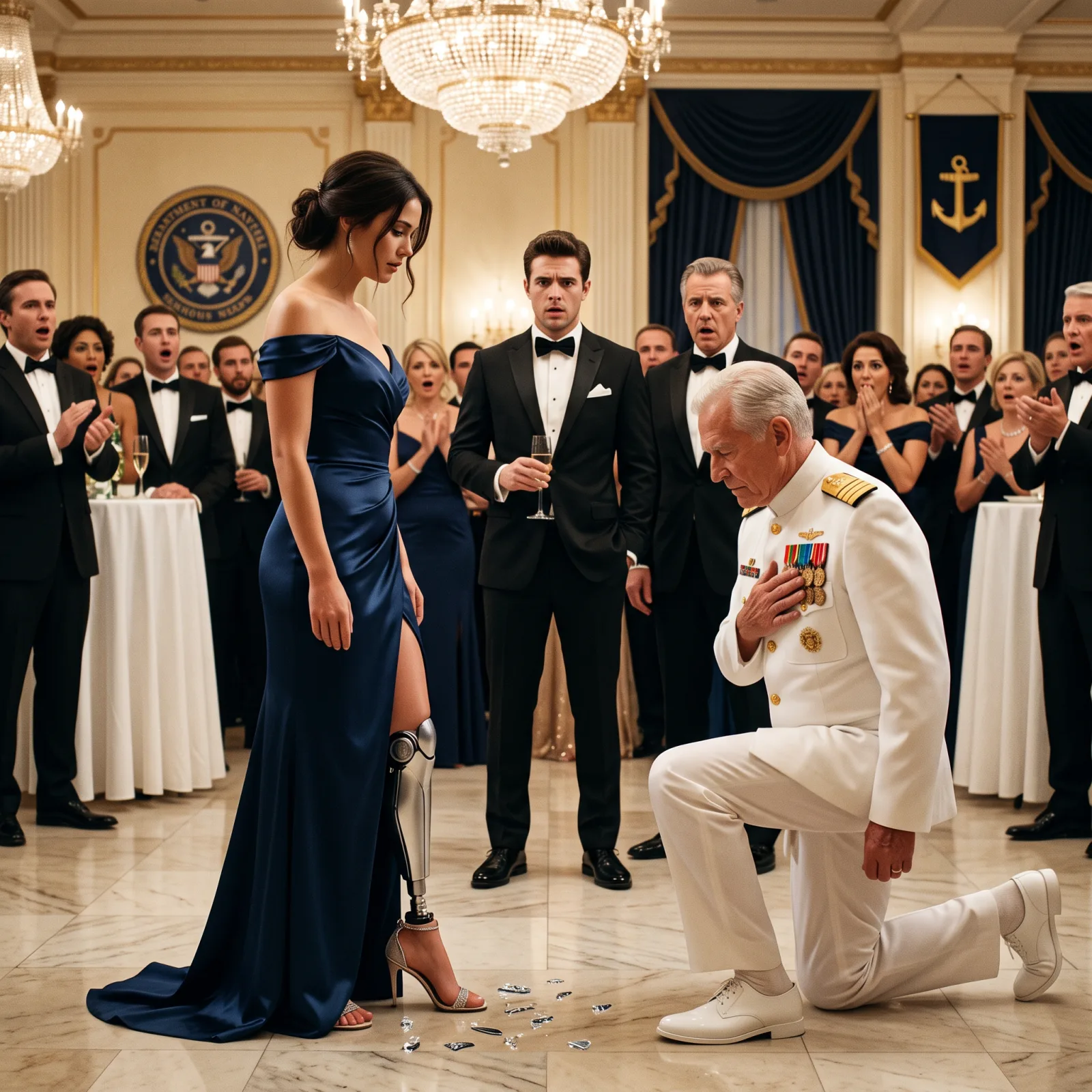 SU NOVIO SE BURLÓ DE SU PRÓTESIS DELANTE DE TODOS… PERO CUANDO EL CORONEL SE ARRODILLÓ ANTE ELENA, UNA FRASE CAMBIÓ TODA LA GALA