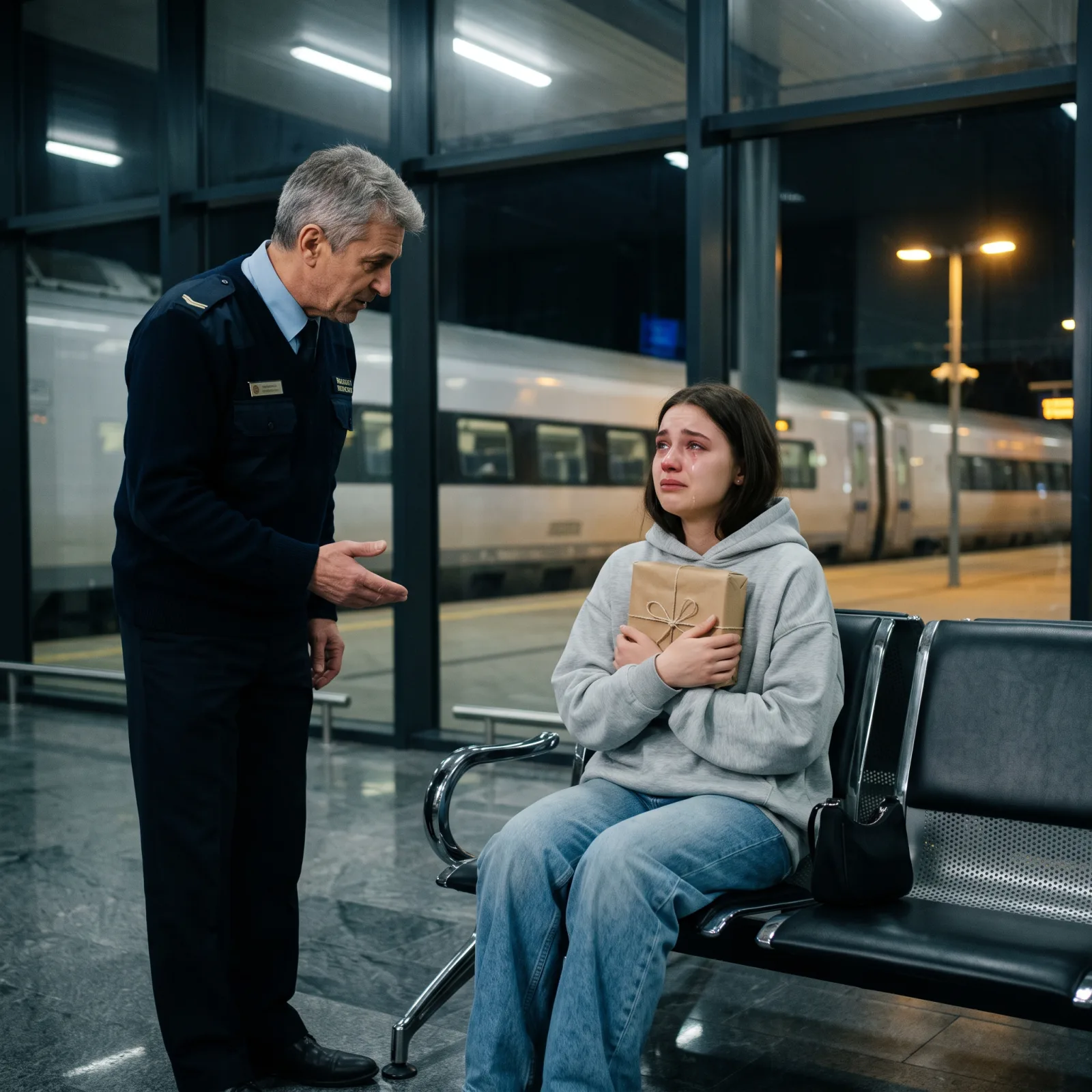 Historia completa :  LUCÍA LLORABA SOLA EN LA ESTACIÓN ABRAZANDO UN PEQUEÑO PAQUETE… PERO CUANDO EL VIGILANTE LEYÓ EL NOMBRE ESCONDIDO BAJO EL CORDÓN, SU ROSTRO CAMBIÓ POR COMPLETO