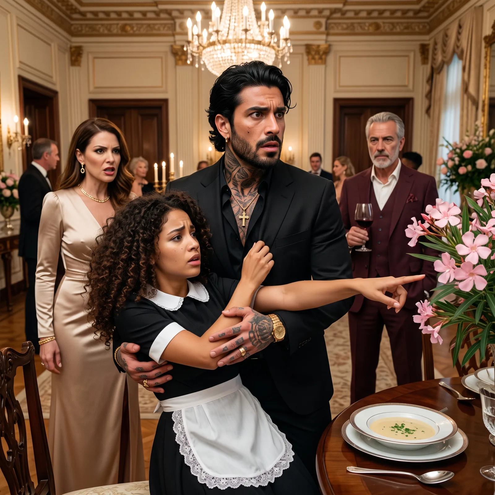 Historia completa : SOFÍA PROBÓ LA SOPA DE DANTE Y CAYÓ EN SUS BRAZOS… PERO CUANDO SEÑALÓ LAS FLORES ROSAS, ÉL DESCUBRIÓ QUIÉN HABÍA ENTRADO EN EL COMEDOR ANTES DE LA CENA