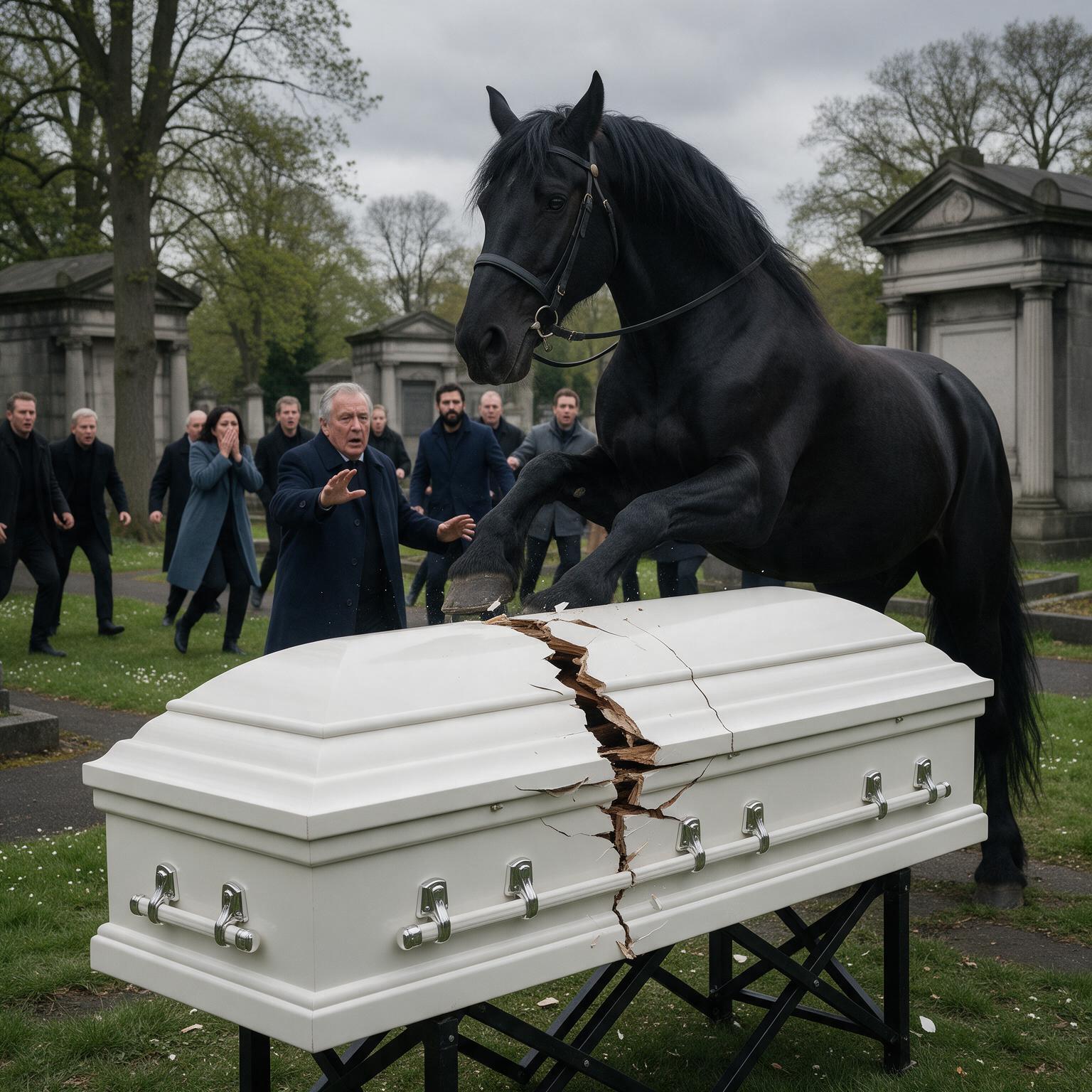 Historia completa : El caballo golpeó dos veces el ataúd de su dueño y todos pensaron que se había vuelto loco… pero cuando Martín vio lo que había dentro de la grieta, ordenó que nadie tocara la tapa