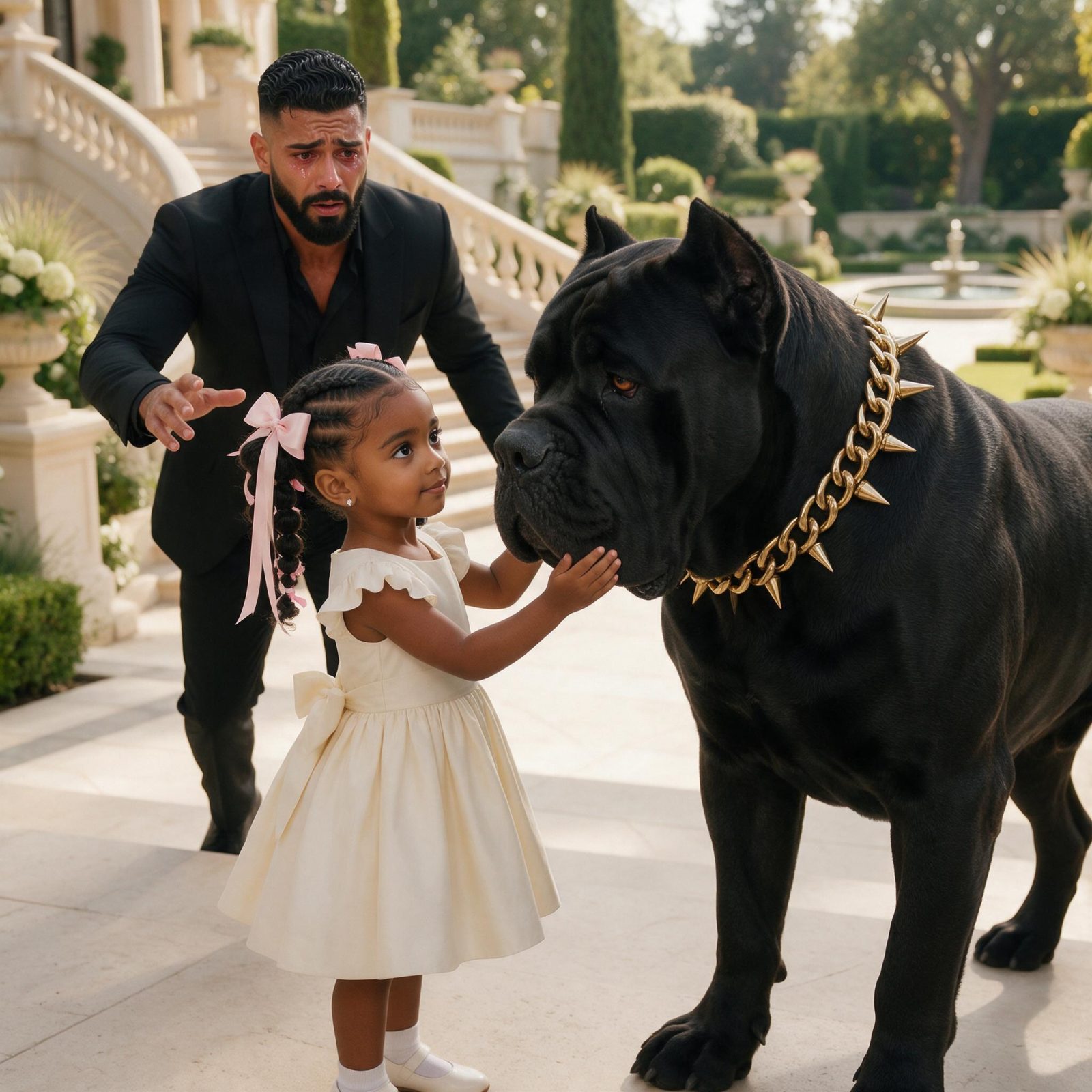 Historia completa :  LA NIÑA ACARICIÓ AL ENORME PERRO NEGRO… PERO CUANDO DANTE LA VIO, SE ECHÓ A LLORAR Y PREGUNTÓ: «¿CÓMO LO HICISTE?»