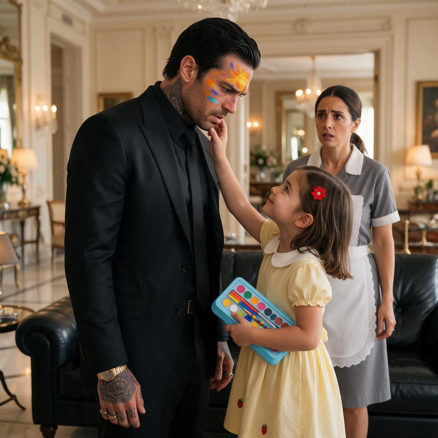Historia completa :  La niña pintó la cara de Dante mientras dormía… pero cuando él descubrió por qué Lucía no le tenía miedo, dejó a toda la mansión en silencio