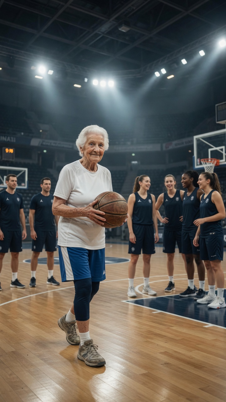 T12-Una Mujer De 83 Años Se Presentó A Las Pruebas De Un Equipo Profesional De Baloncesto… Todos Se Burlaron De Ella, Pero Cuando Tocó El Balón, Nadie Pudo Creer Quién Era Realmente