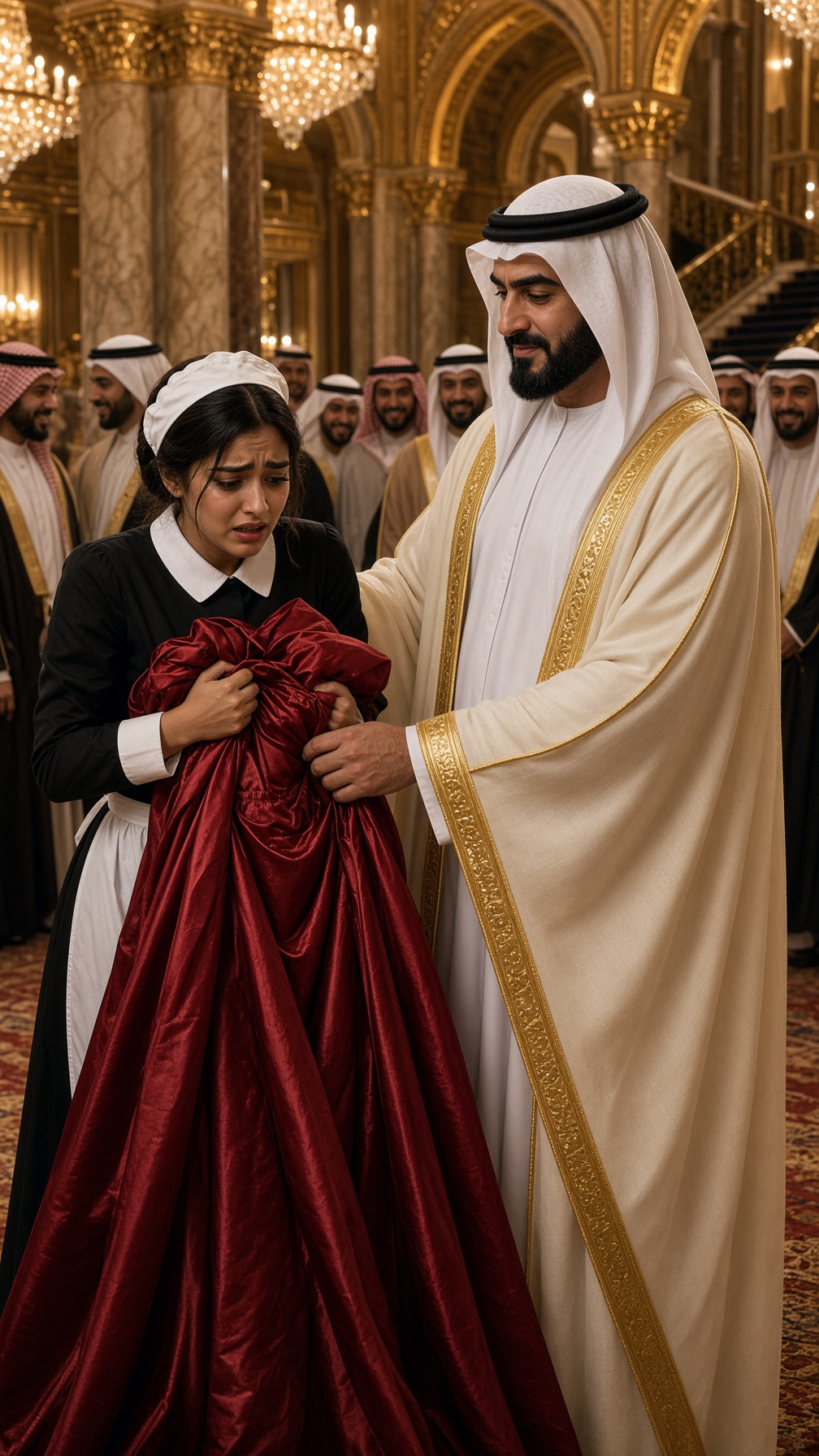 LE CHEIKH VOULAIT FAIRE PASSER SA SERVANTE POUR SA FEMME… PUIS UN PENDENTIF EST TOMBÉ DE LA ROBE ROUGE