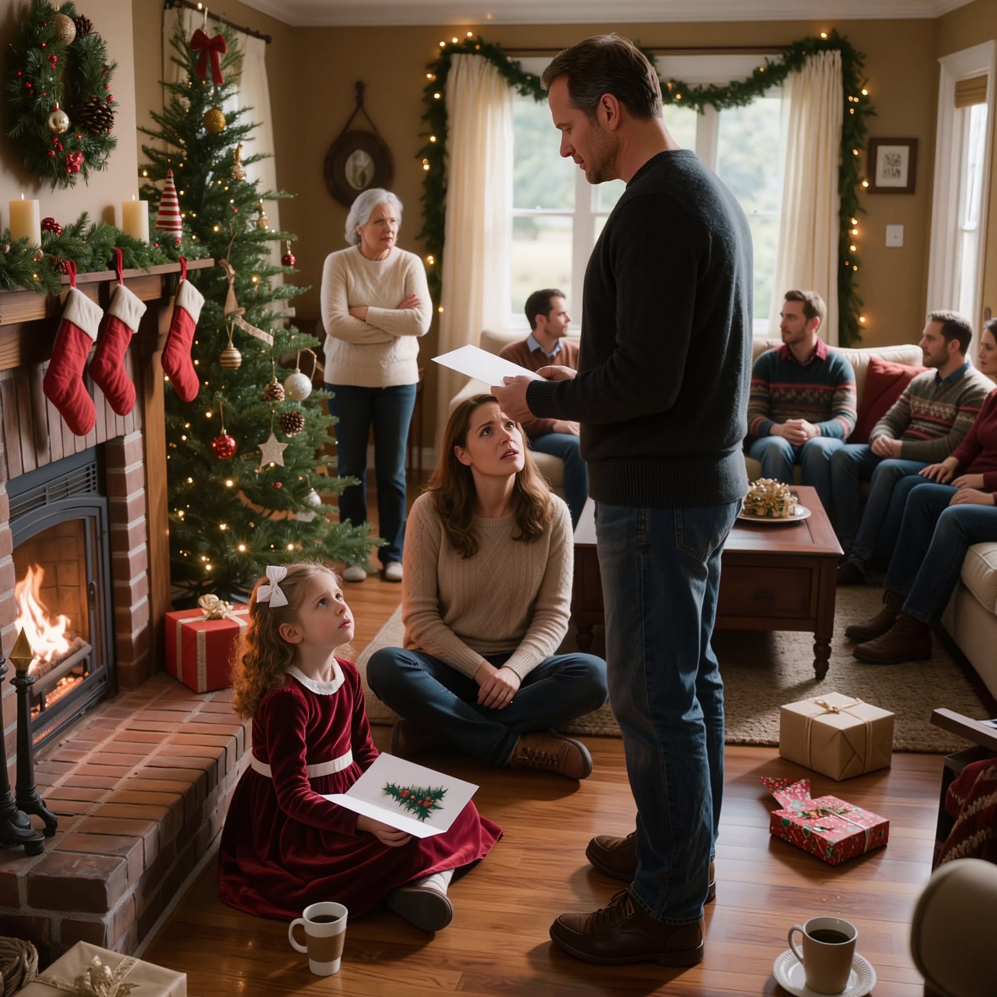 267 "They gave every child a Christmas gift except my daughter—but my quiet husband’s final envelope changed the entire room in seconds.