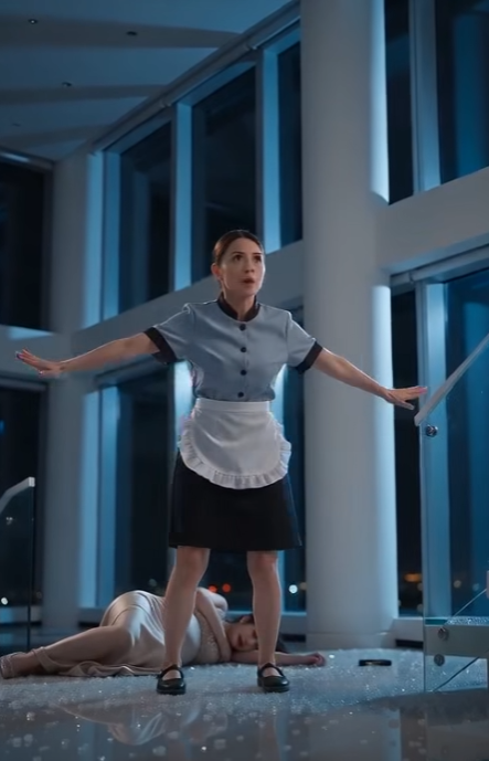 27 The maid shoved the pregnant woman down the stairs.