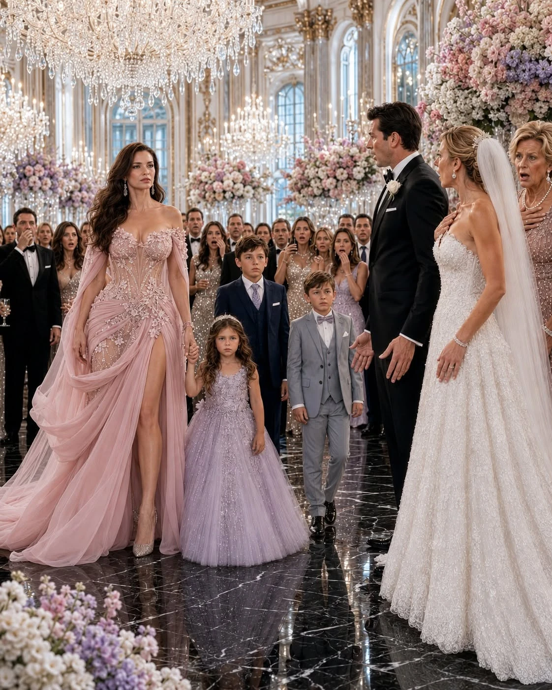 21 My husband kicked me out of the house because I didn't have children - Years later, three children show up at his wedding and reveal a family he never knew. 051