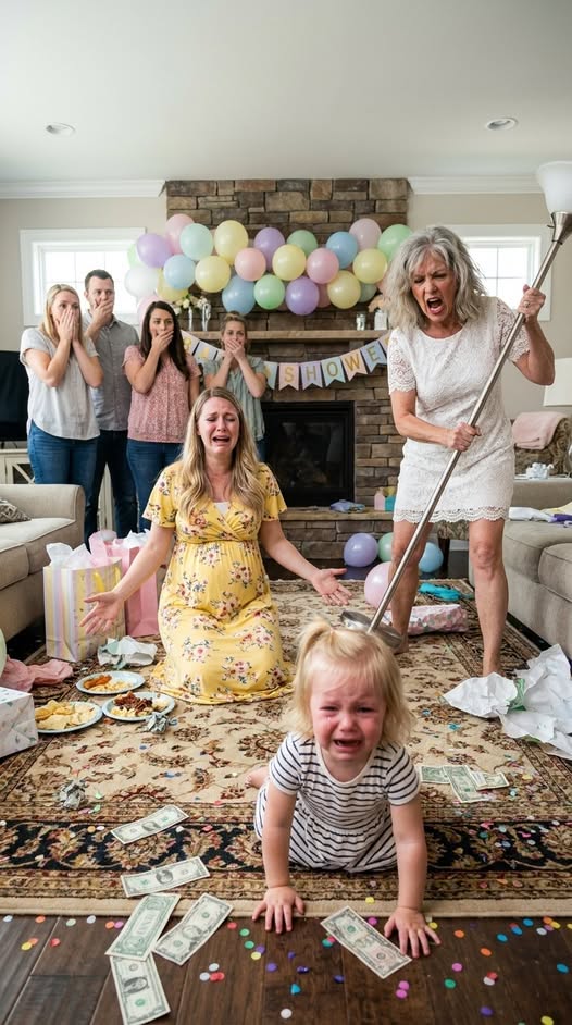 72At my baby shower, my sister-in-law struck my six-year-old daughter on head with a lamp because she caught her stealing money from the gift envelopes. She screamed, “How dare you accuse me?” My daughter stumbled back, hitting the wall hard, and collapsed, bleeding. But when she whispered a word, I knew something even more terrifying about my family...