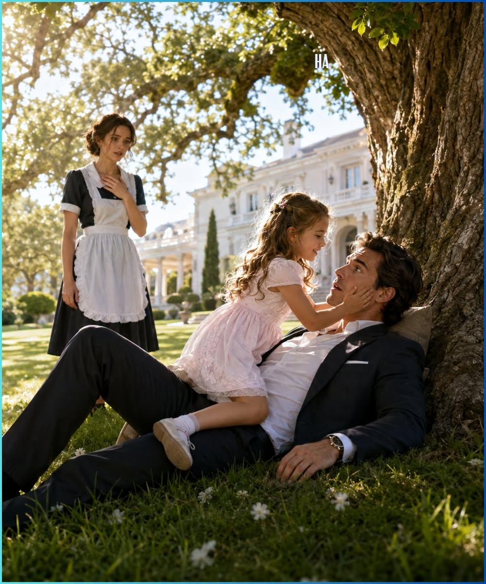 169 The billionaire pretended to sleep beneath an old oak tree until a maid’s little girl climbed onto his chest and woke the life he had buried