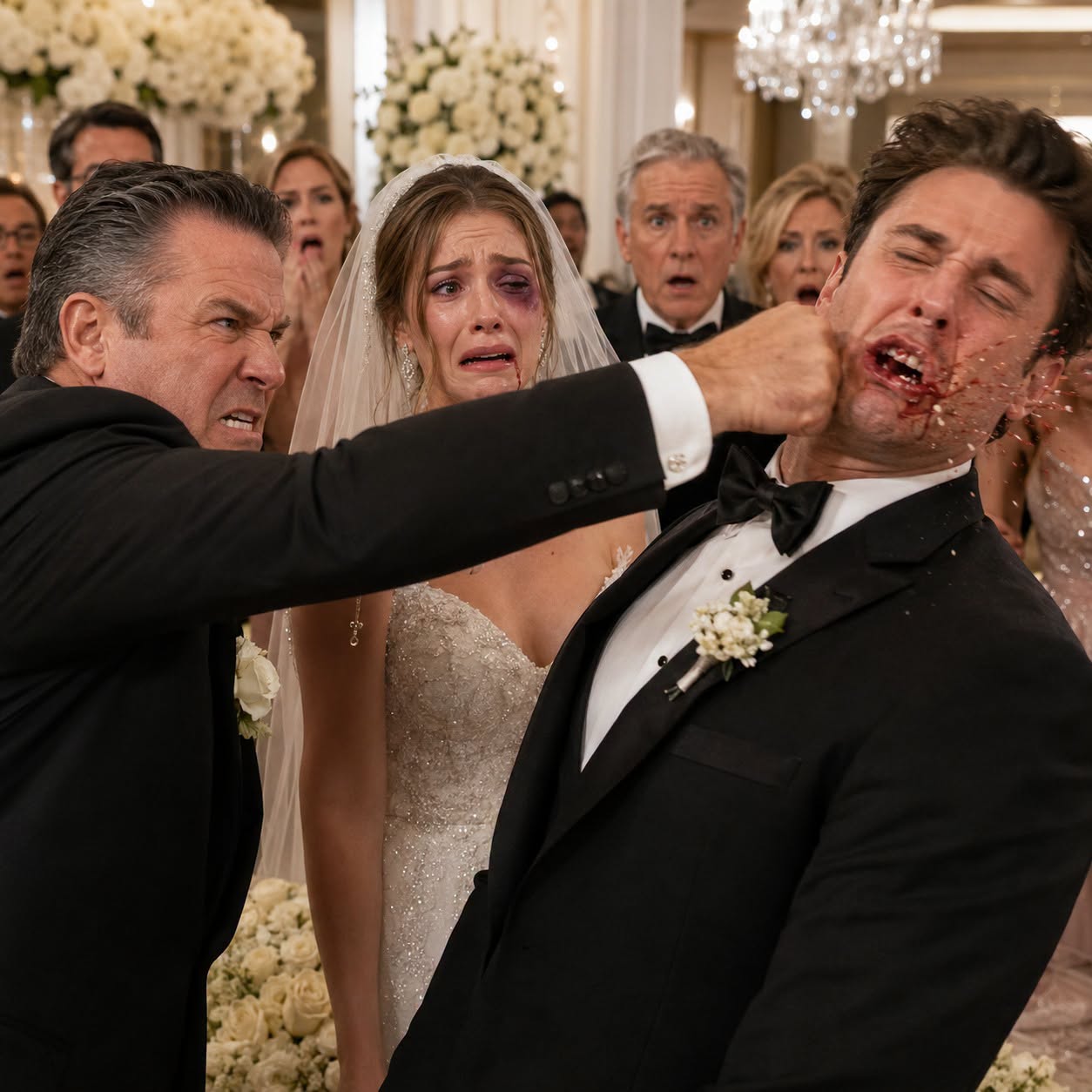 187 On my wedding day, my father was stunned when he saw the bruises on my face. “My dear daughter… who did this to you?” he asked, his voice trembling. My fiancé just laughed. “Just teaching her a lesson in our family.” The atmosphere froze. Then my father turned back, cold as steel. “This wedding is over,” and so is your family.