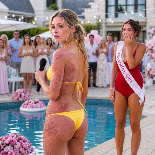 499 My twin sister forced me to wear a bikini to our 18th birthday party and mocked me in front of everyone: “Go on… show them the monster you’re hiding under that robe.