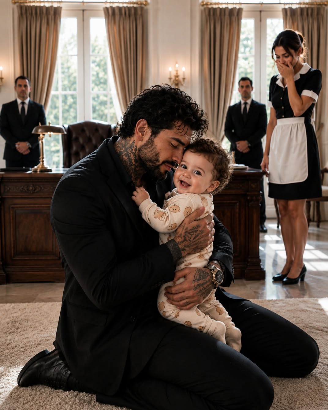 40 My maid’s eight-month-old baby crawled into my office while my enforcer was holding a gun on a traitor, but instead of reacting like the ruthless Mafia Boss everyone feared, I dropped to my knees and cried. The baby had the same eyes, dark curls, and face as the son I had buried three years earlier.